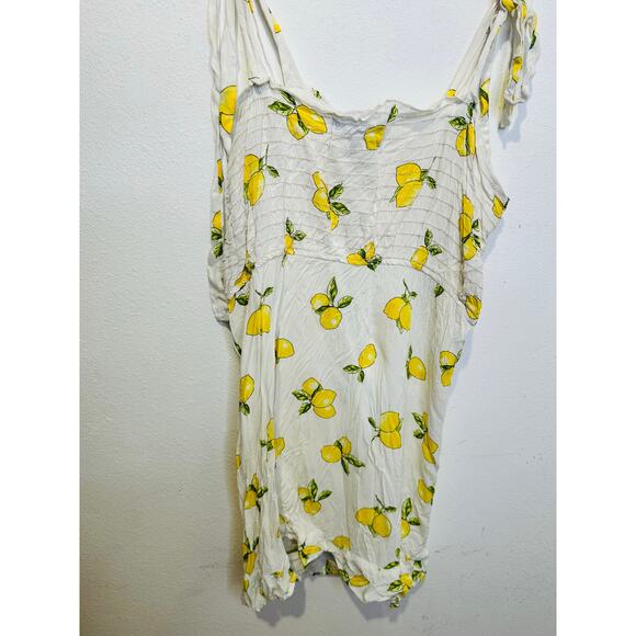 SLATE & WILLOW White Yellow Lemon Print Tie Straps Mini Dress Size Small - Picture 6 of 9